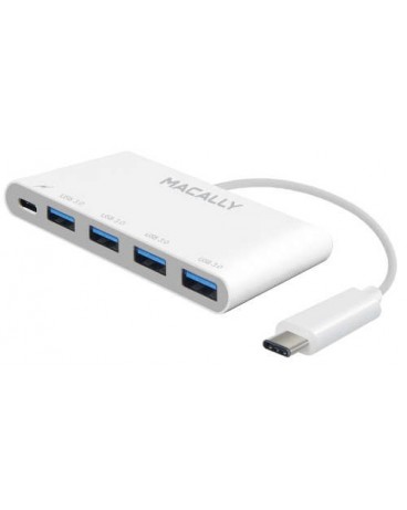 Hub USB-C a 4 puertos USB 3.0 y USB-C, blanco